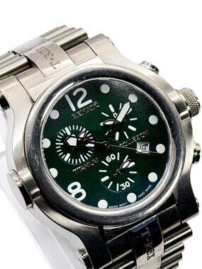 RENATO COLLEZIONI Mens T-REX TITANIUM Watch W/Green Swiss Movement Retro Classic